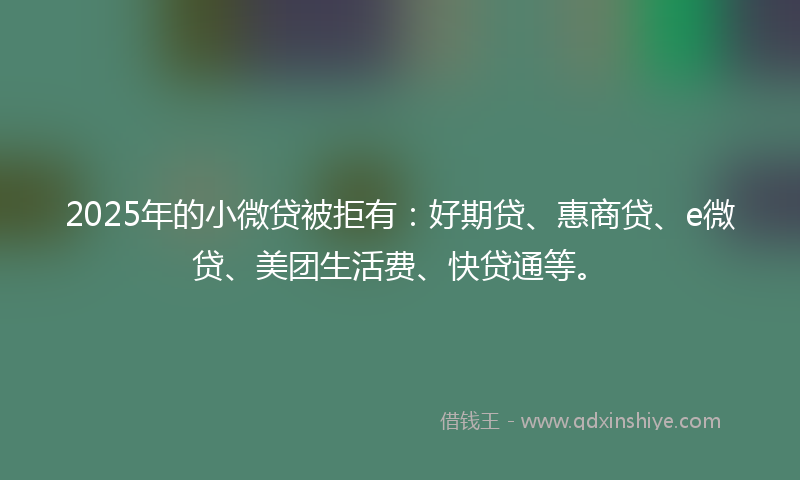 2025年的小微贷被拒有：好期贷、惠商贷、e微贷、美团生活费、快贷通等。