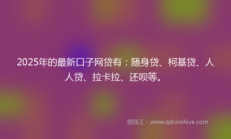 2025年的最新口子网贷有：随身贷、柯基贷、人人贷、拉卡拉、还呗等。