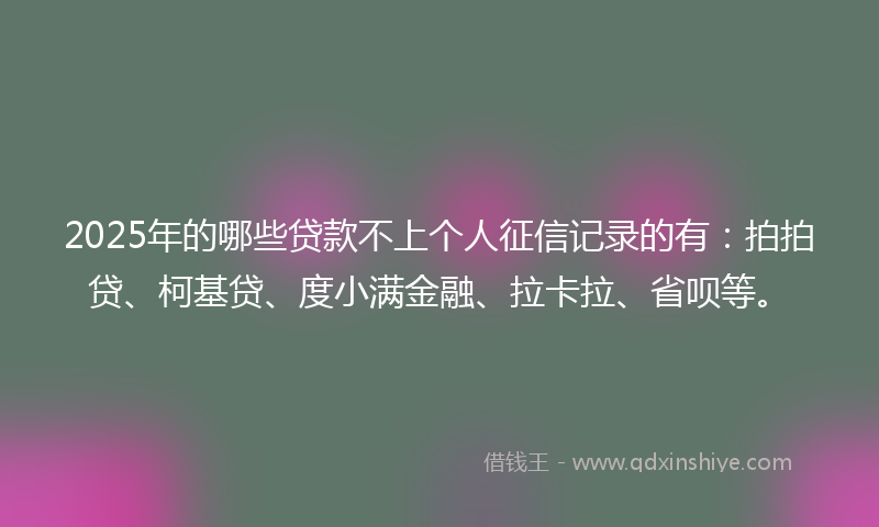 2025年的哪些贷款不上个人征信记录的有：拍拍贷、柯基贷、度小满金融、拉卡拉、省呗等。