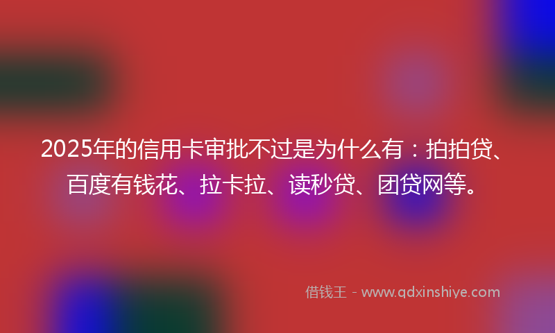 2025年的信用卡审批不过是为什么有：拍拍贷、百度有钱花、拉卡拉、读秒贷、团贷网等。