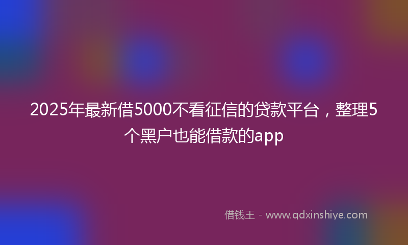 2025年最新借5000不看征信的贷款平台，整理5个黑户也能借款的app
