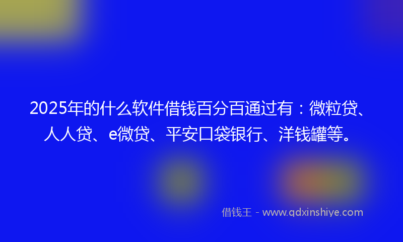 2025年的什么软件借钱百分百通过有：微粒贷、人人贷、e微贷、平安口袋银行、洋钱罐等。