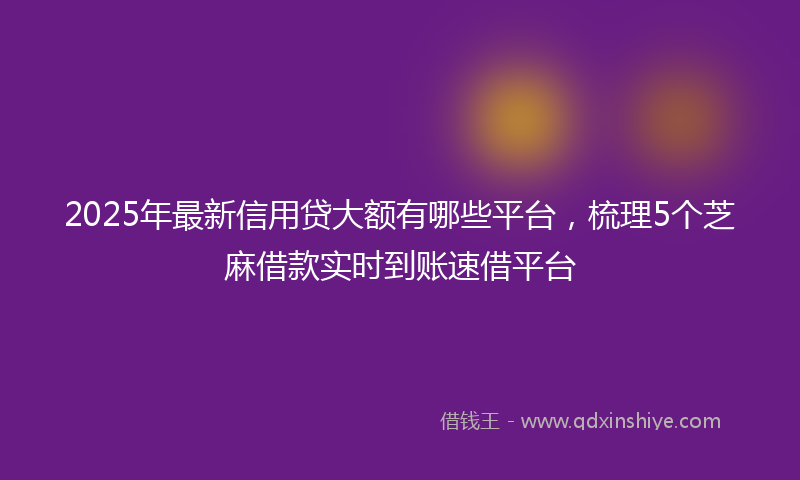 2025年最新信用贷大额有哪些平台，梳理5个芝麻借款实时到账速借平台