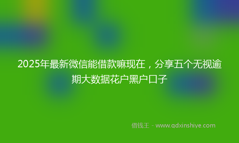 2025年最新微信能借款嘛现在，分享五个无视逾期大数据花户黑户口子