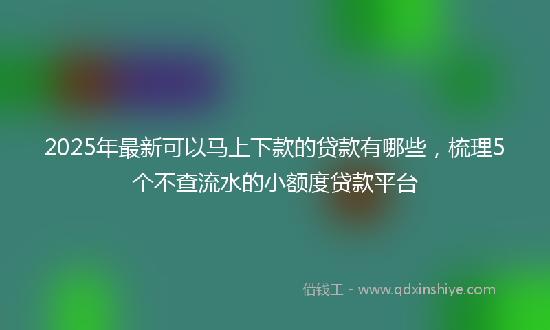 2025年最新可以马上下款的贷款有哪些，梳理5个不查流水的小额度贷款平台