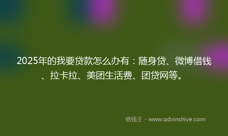 2025年的我要贷款怎么办有：随身贷、微博借钱、拉卡拉、美团生活费、团贷网等。