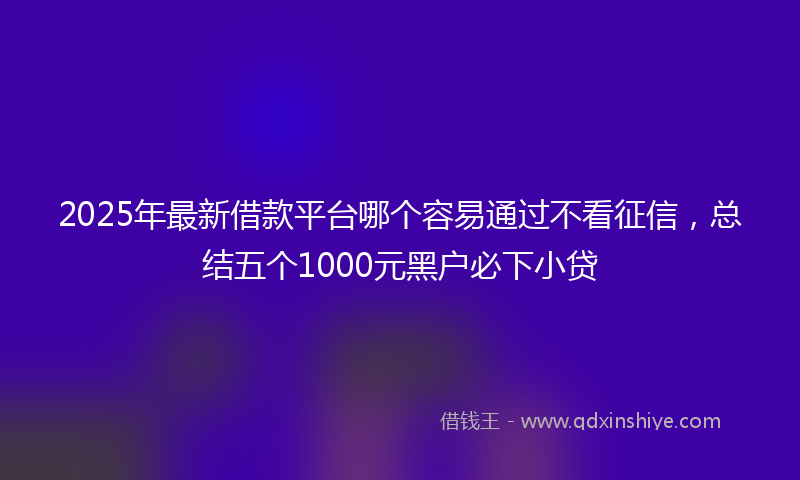 2025年最新借款平台哪个容易通过不看征信，总结五个1000元黑户必下小贷
