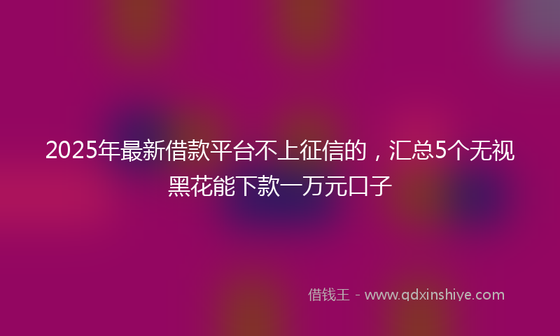 2025年最新借款平台不上征信的，汇总5个无视黑花能下款一万元口子