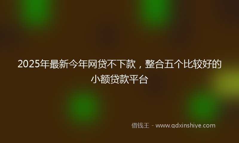 2025年最新今年网贷不下款，整合五个比较好的小额贷款平台