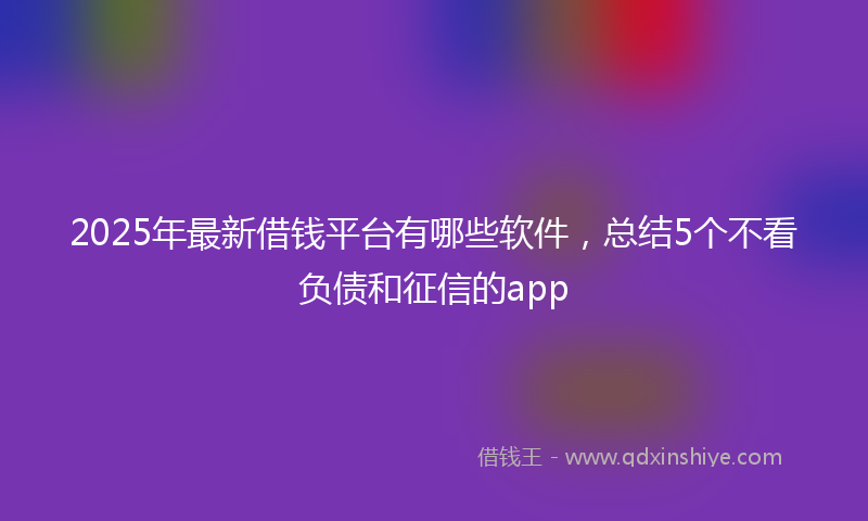 2025年最新借钱平台有哪些软件，总结5个不看负债和征信的app