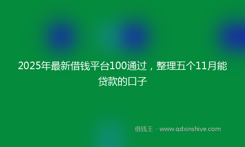 2025年最新借钱平台100通过，整理五个11月能贷款的口子