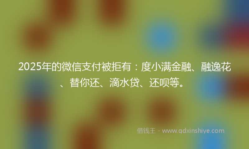 2025年的微信支付被拒有：度小满金融、融逸花、替你还、滴水贷、还呗等。