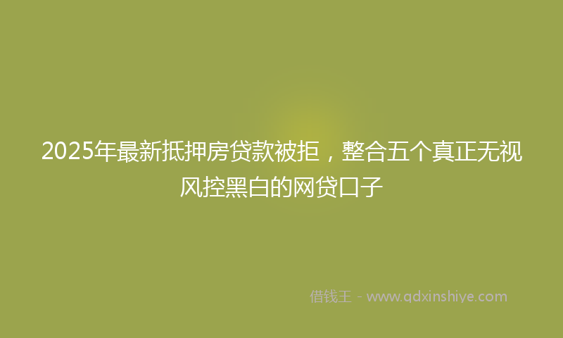 2025年最新抵押房贷款被拒，整合五个真正无视风控黑白的网贷口子