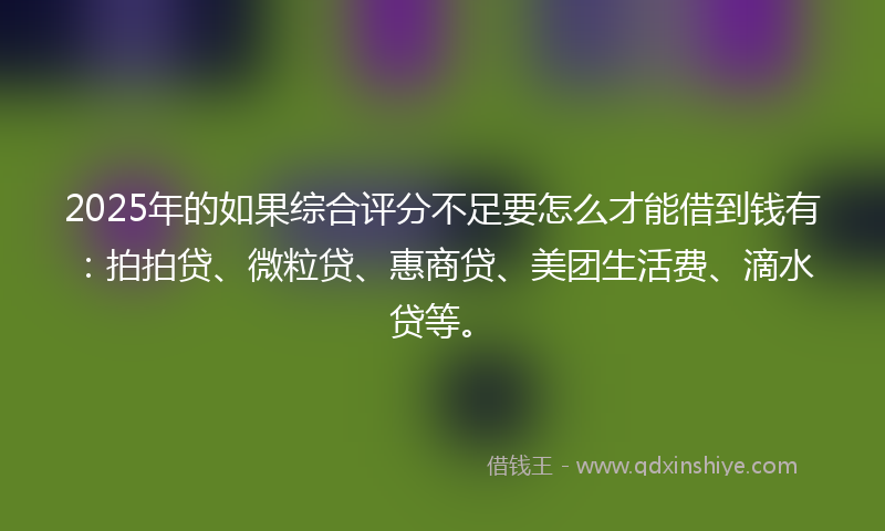 2025年的如果综合评分不足要怎么才能借到钱有：拍拍贷、微粒贷、惠商贷、美团生活费、滴水贷等。