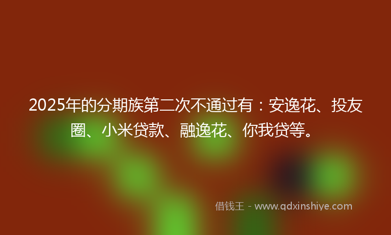 2025年的分期族第二次不通过有：安逸花、投友圈、小米贷款、融逸花、你我贷等。