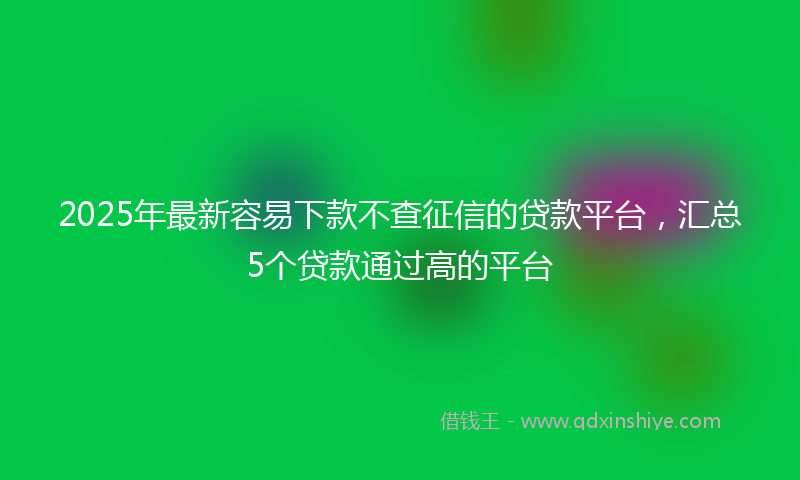 2025年最新容易下款不查征信的贷款平台，汇总5个贷款通过高的平台