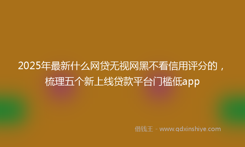 2025年最新什么网贷无视网黑不看信用评分的，梳理五个新上线贷款平台门槛低app