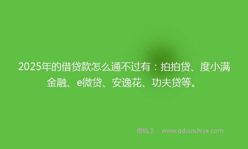 2025年的借贷款怎么通不过有：拍拍贷、度小满金融、e微贷、安逸花、功夫贷等。