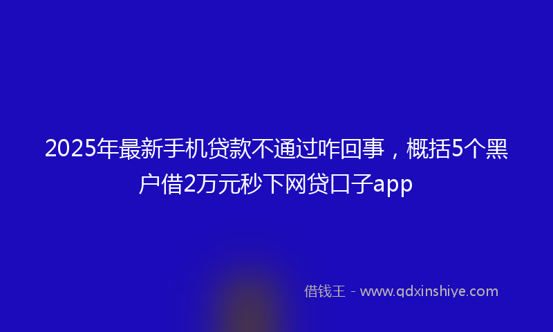 2025年最新手机贷款不通过咋回事，概括5个黑户借2万元秒下网贷口子app