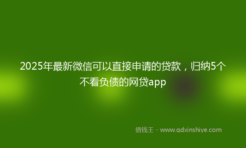 2025年最新微信可以直接申请的贷款，归纳5个不看负债的网贷app