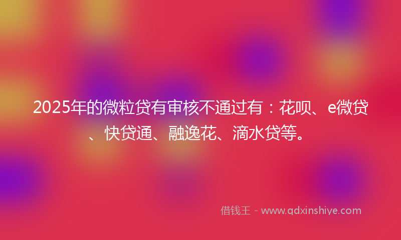 2025年的微粒贷有审核不通过有：花呗、e微贷、快贷通、融逸花、滴水贷等。
