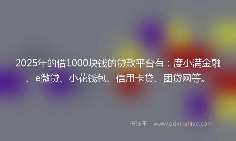 2025年的借1000块钱的贷款平台有：度小满金融、e微贷、小花钱包、信用卡贷、团贷网等。