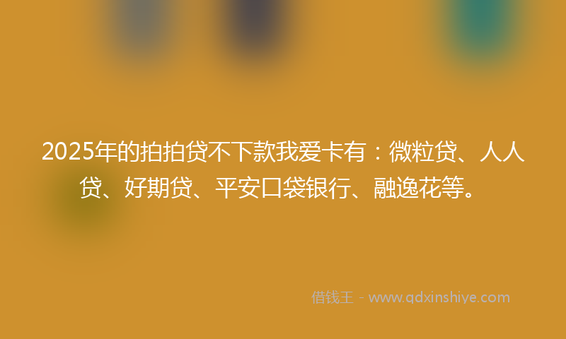 2025年的拍拍贷不下款我爱卡有：微粒贷、人人贷、好期贷、平安口袋银行、融逸花等。