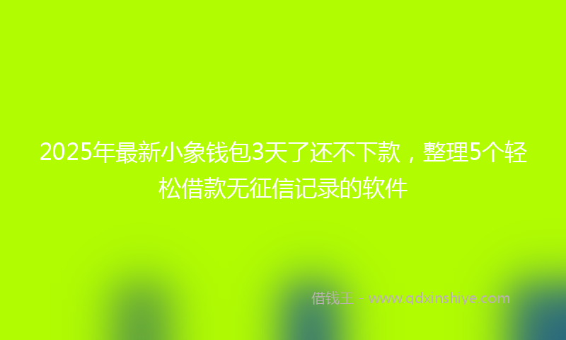 2025年最新小象钱包3天了还不下款，整理5个轻松借款无征信记录的软件