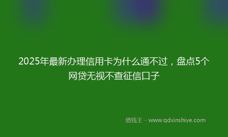 2025年最新办理信用卡为什么通不过，盘点5个网贷无视不查征信口子
