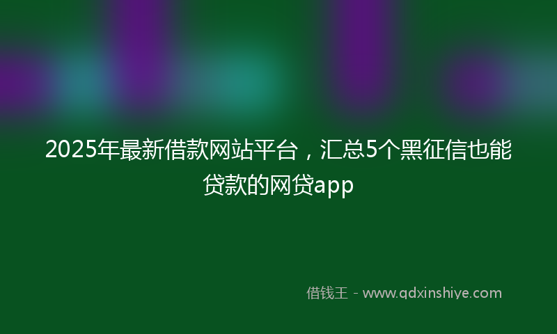 2025年最新借款网站平台，汇总5个黑征信也能贷款的网贷app