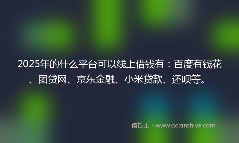 2025年的什么平台可以线上借钱有：百度有钱花、团贷网、京东金融、小米贷款、还呗等。
