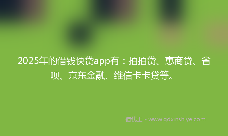 2025年的借钱快贷app有：拍拍贷、惠商贷、省呗、京东金融、维信卡卡贷等。