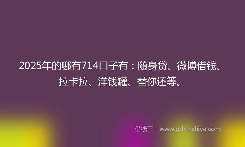 2025年的哪有714口子有：随身贷、微博借钱、拉卡拉、洋钱罐、替你还等。