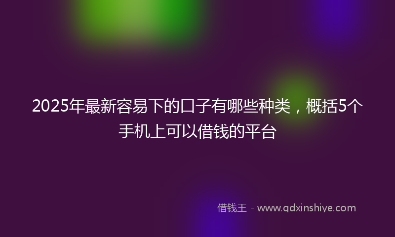 2025年最新容易下的口子有哪些种类，概括5个手机上可以借钱的平台