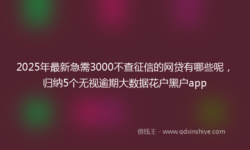 2025年最新急需3000不查征信的网贷有哪些呢，归纳5个无视逾期大数据花户黑户app