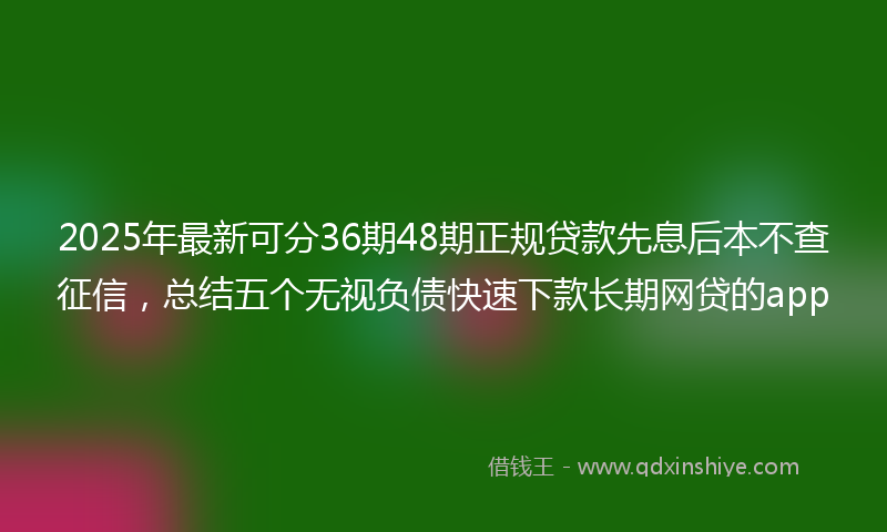 2025年最新可分36期48期正规贷款先息后本不查征信，总结五个无视负债快速下款长期网贷的app
