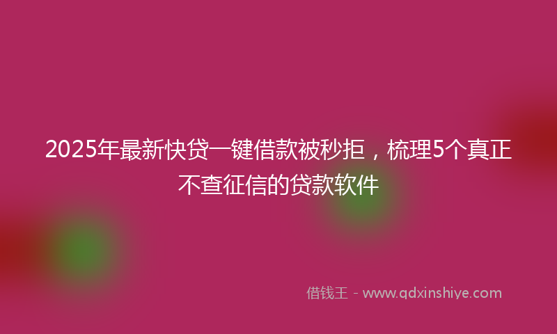 2025年最新快贷一键借款被秒拒，梳理5个真正不查征信的贷款软件