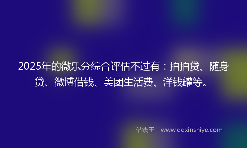 2025年的微乐分综合评估不过有：拍拍贷、随身贷、微博借钱、美团生活费、洋钱罐等。