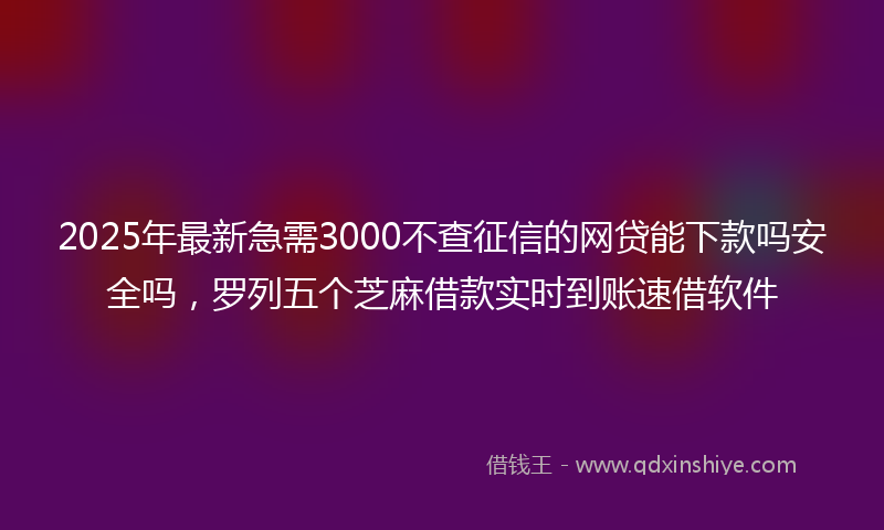 2025年最新急需3000不查征信的网贷能下款吗安全吗，罗列五个芝麻借款实时到账速借软件