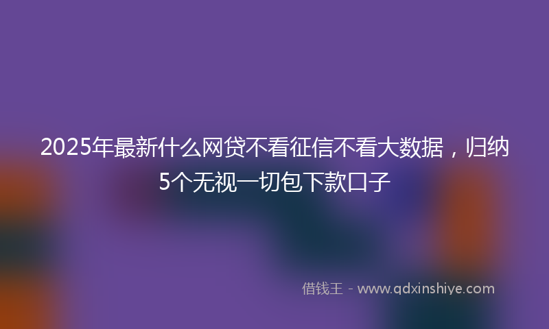 2025年最新什么网贷不看征信不看大数据，归纳5个无视一切包下款口子