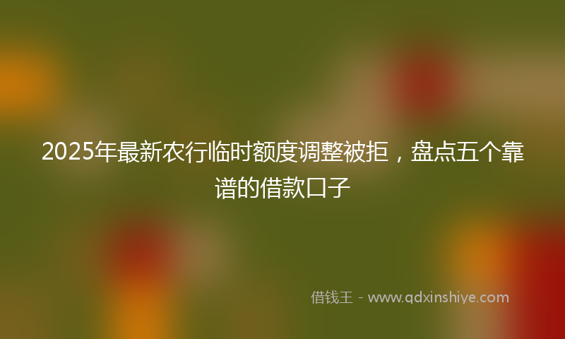 2025年最新农行临时额度调整被拒，盘点五个靠谱的借款口子