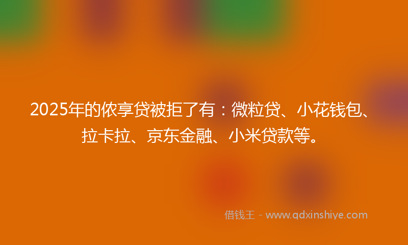 2025年的侬享贷被拒了有：微粒贷、小花钱包、拉卡拉、京东金融、小米贷款等。