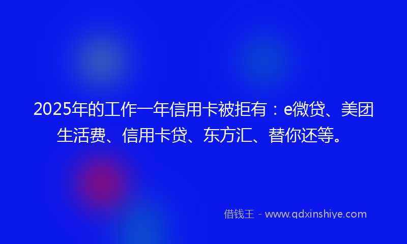 2025年的工作一年信用卡被拒有：e微贷、美团生活费、信用卡贷、东方汇、替你还等。