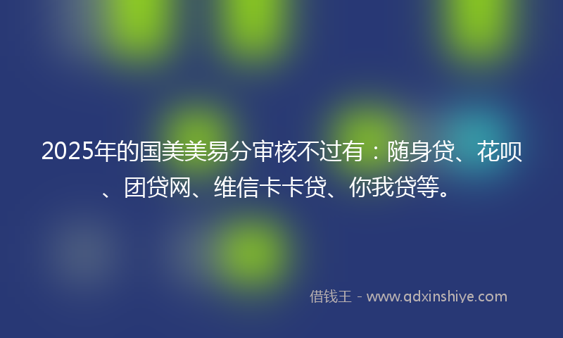 2025年的国美美易分审核不过有：随身贷、花呗、团贷网、维信卡卡贷、你我贷等。