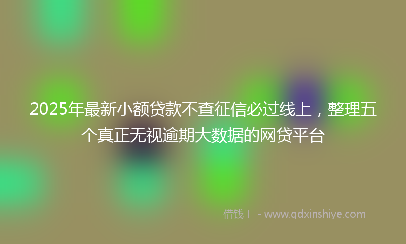 2025年最新小额贷款不查征信必过线上，整理五个真正无视逾期大数据的网贷平台