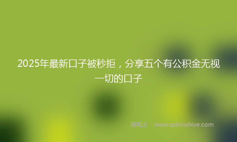 2025年最新口子被秒拒，分享五个有公积金无视一切的口子