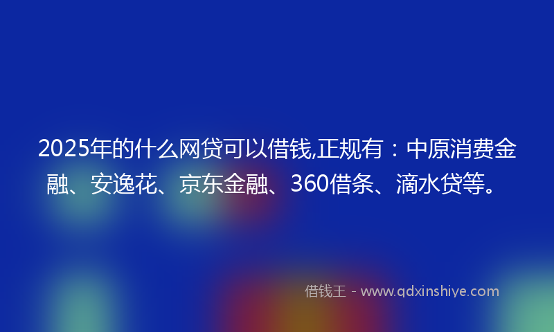 2025年的什么网贷可以借钱,正规有：中原消费金融、安逸花、京东金融、360借条、滴水贷等。