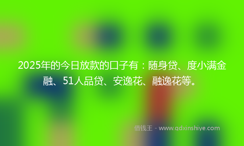 2025年的今日放款的口子有：随身贷、度小满金融、51人品贷、安逸花、融逸花等。