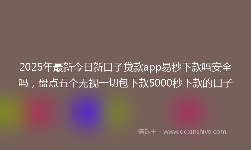 2025年最新今日新口子贷款app易秒下款吗安全吗，盘点五个无视一切包下款5000秒下款的口子
