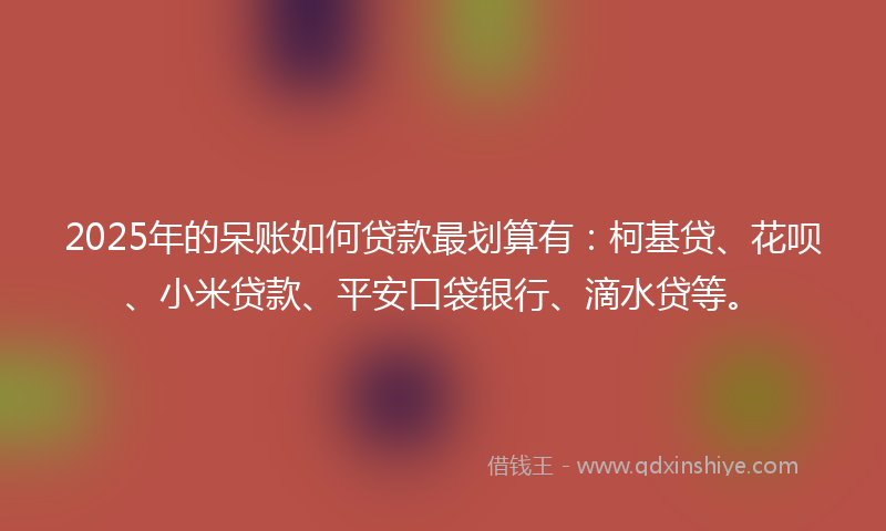 2025年的呆账如何贷款最划算有：柯基贷、花呗、小米贷款、平安口袋银行、滴水贷等。